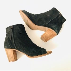 Toms Majorca Peep Open Toe Boot Ankle Bootie Black